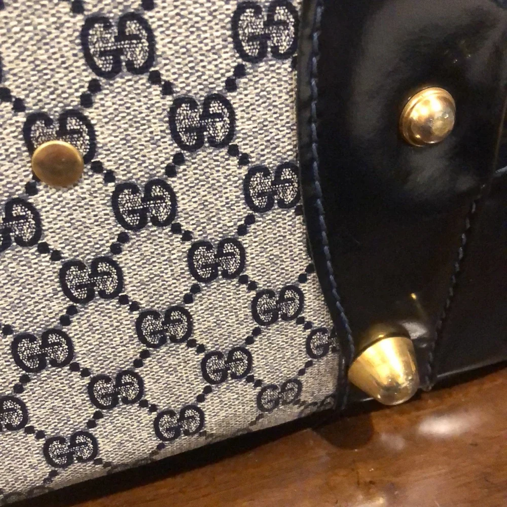 GUCCI SUPREME Sherry Line Navy GG Web Monogram Navy Suitcase COA